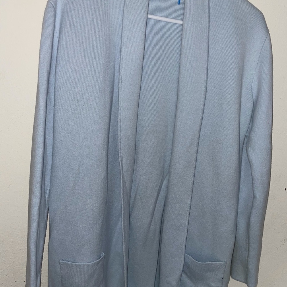 Vera Wang Textured Open Shawl Collar Cardigan  Baby Blue Sz XL(18X35)